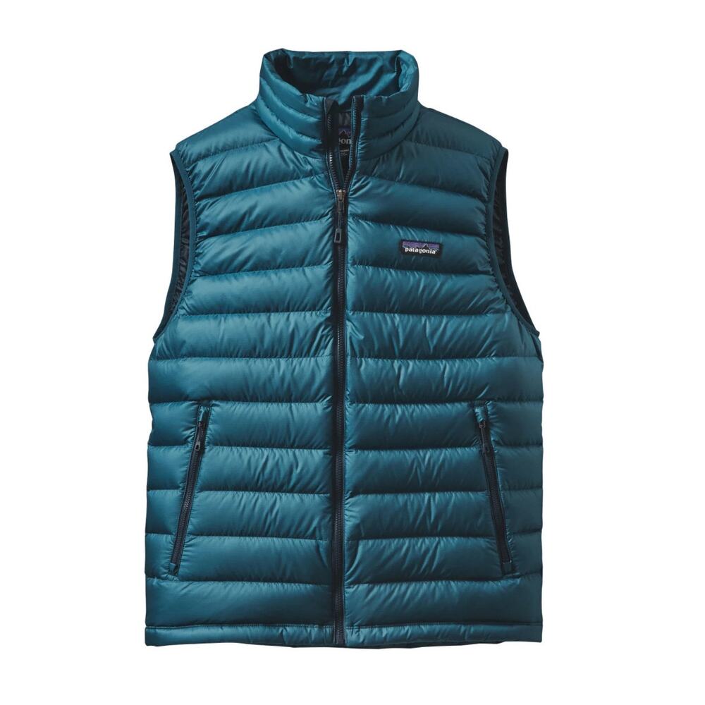 - Patagonia men’s down sweater vest 800 fill sea blue small outdoor hike